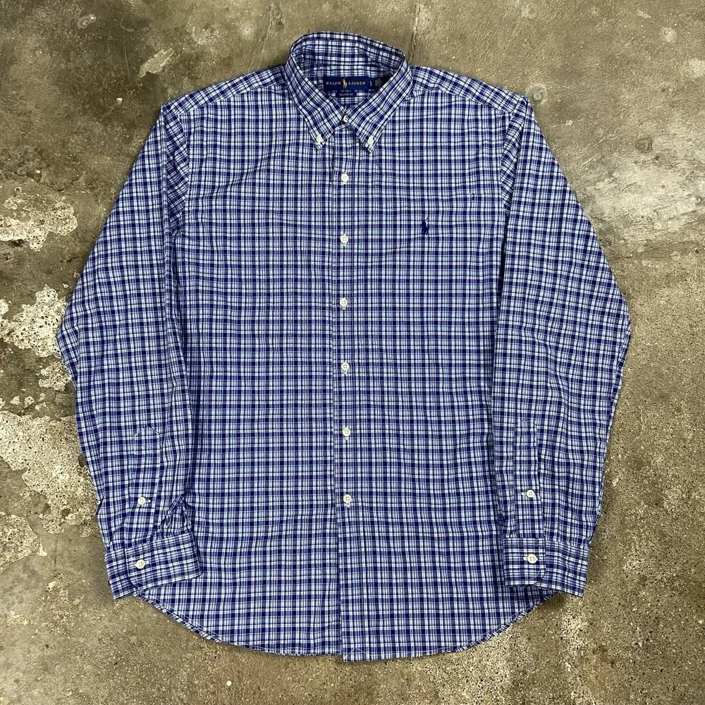 Polo Ralph Lauren Button Down Shirt Size Large Plaid Long Sleeve Pony Logo
